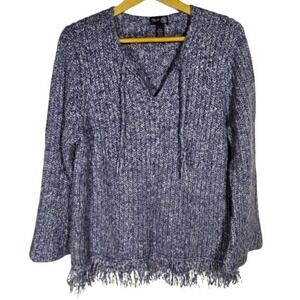 Venezia Jeans Co Chunky Knit Fringe Acrylic Wool Ribbed 18/20 Plus Winter Cozy